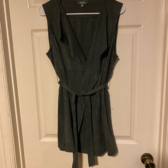 Neiman Marcus Faux Suede Trench Style Vest Size Medium - Picture 3 of 15